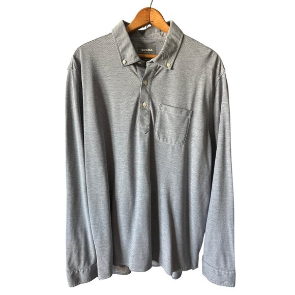 Bonobos Gray Standard Fit Long Sleeve Polo Shirt Pima Cotton Button Down XXL - Picture 3 of 4